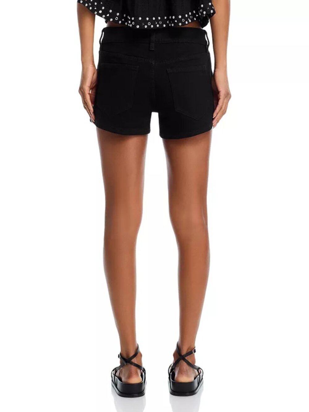 AQUA × Ava Phillippe Embroidery Studded Black Shorts - Size 27 / Like New (EUC) - Picture 3 of 10